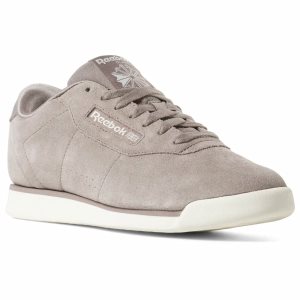 Reebok Princess Leather Turnschuhe Damen - Grau Braun - DE 582-DIB